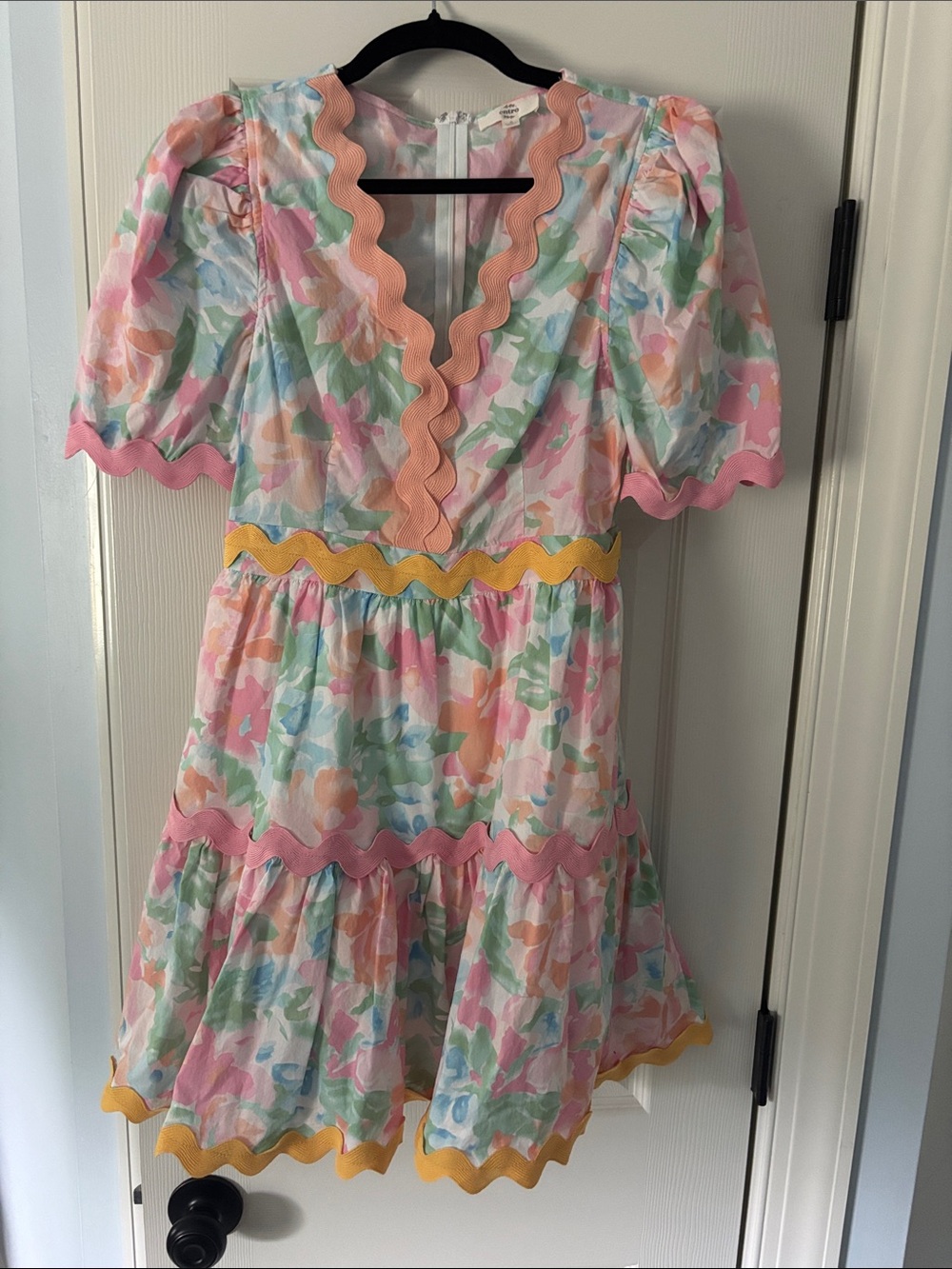 entro Pastel Floral Mini Dress in Pink, Mint, Peach and Yellow